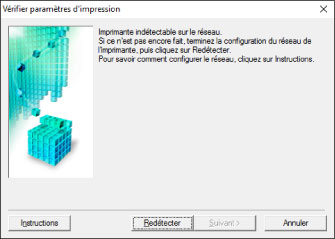 figure : Écran Vérifier paramètres d'impression